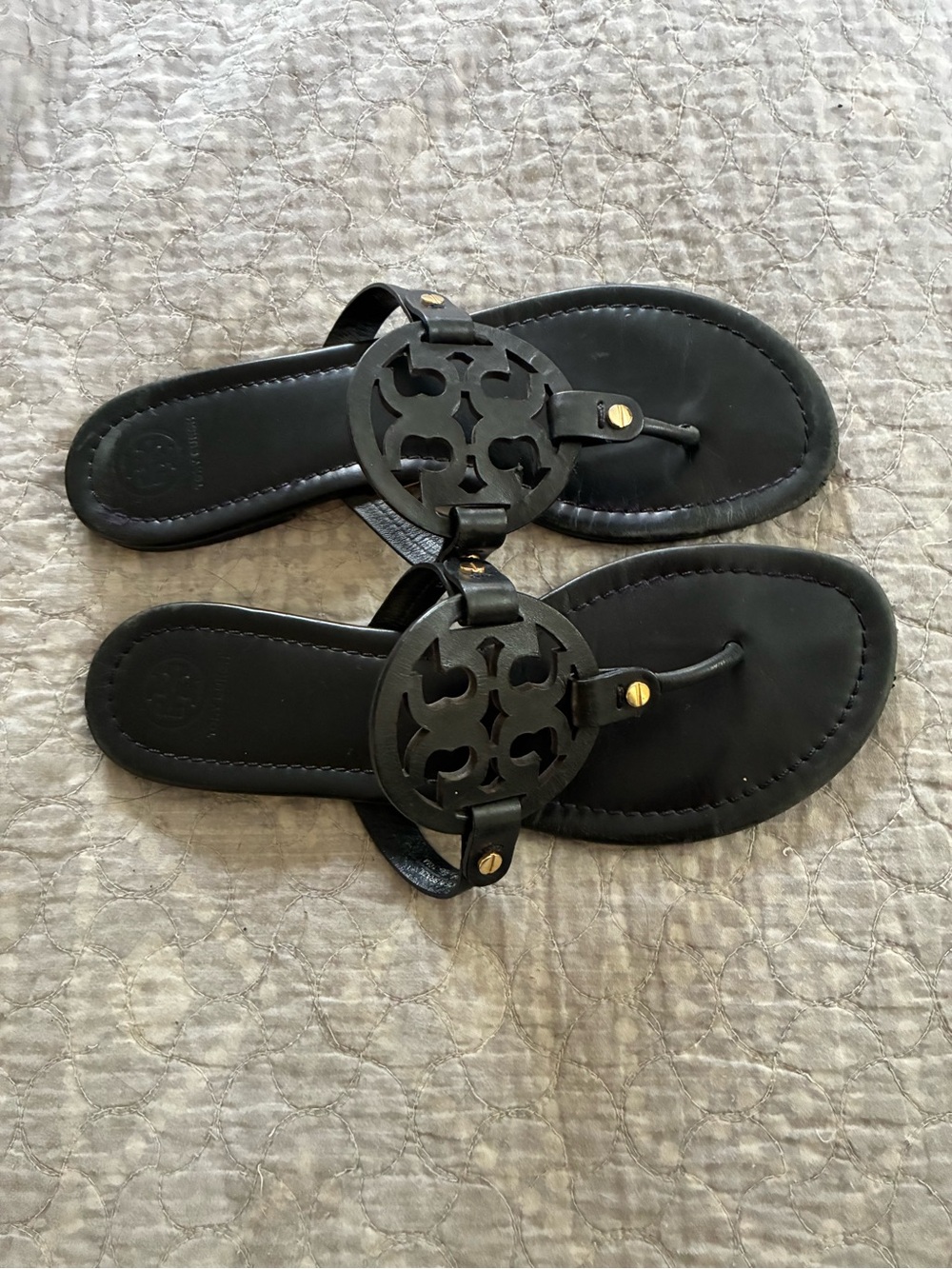 Tory Burch Black Miller Logo Sandals - Picture 2 of 5